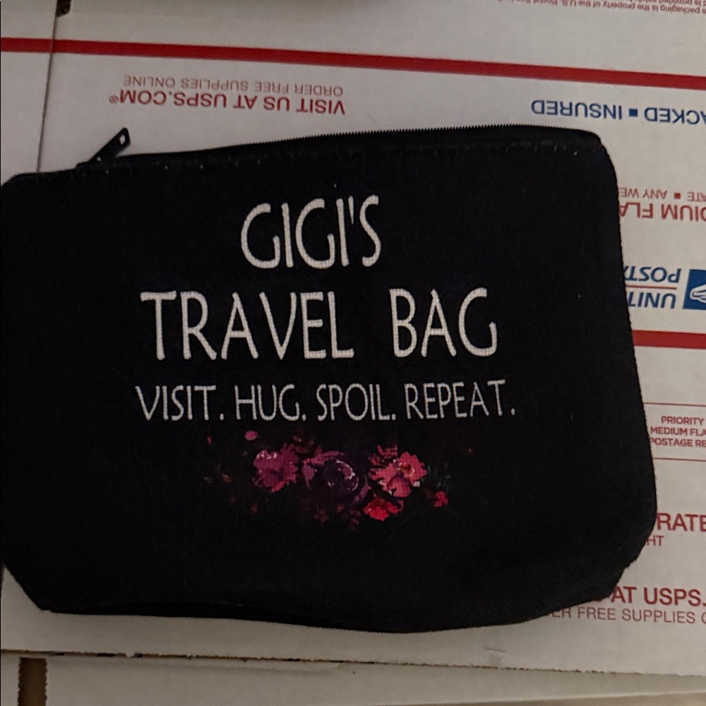Black Travel Bag with Floral Design